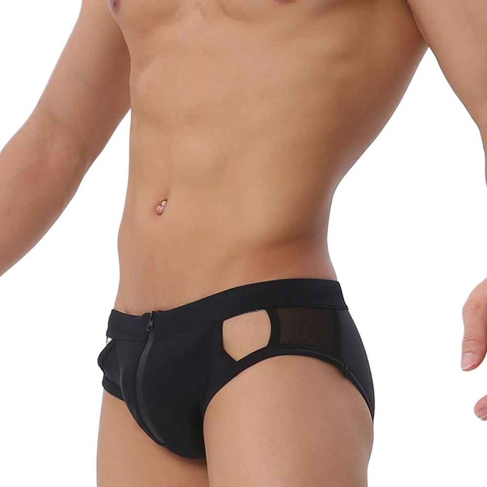 UXH Fashion Open rits zijkant regenboog sexy heren slip sexy badpak voor mannen surf badmode laag uitgesneden XXL