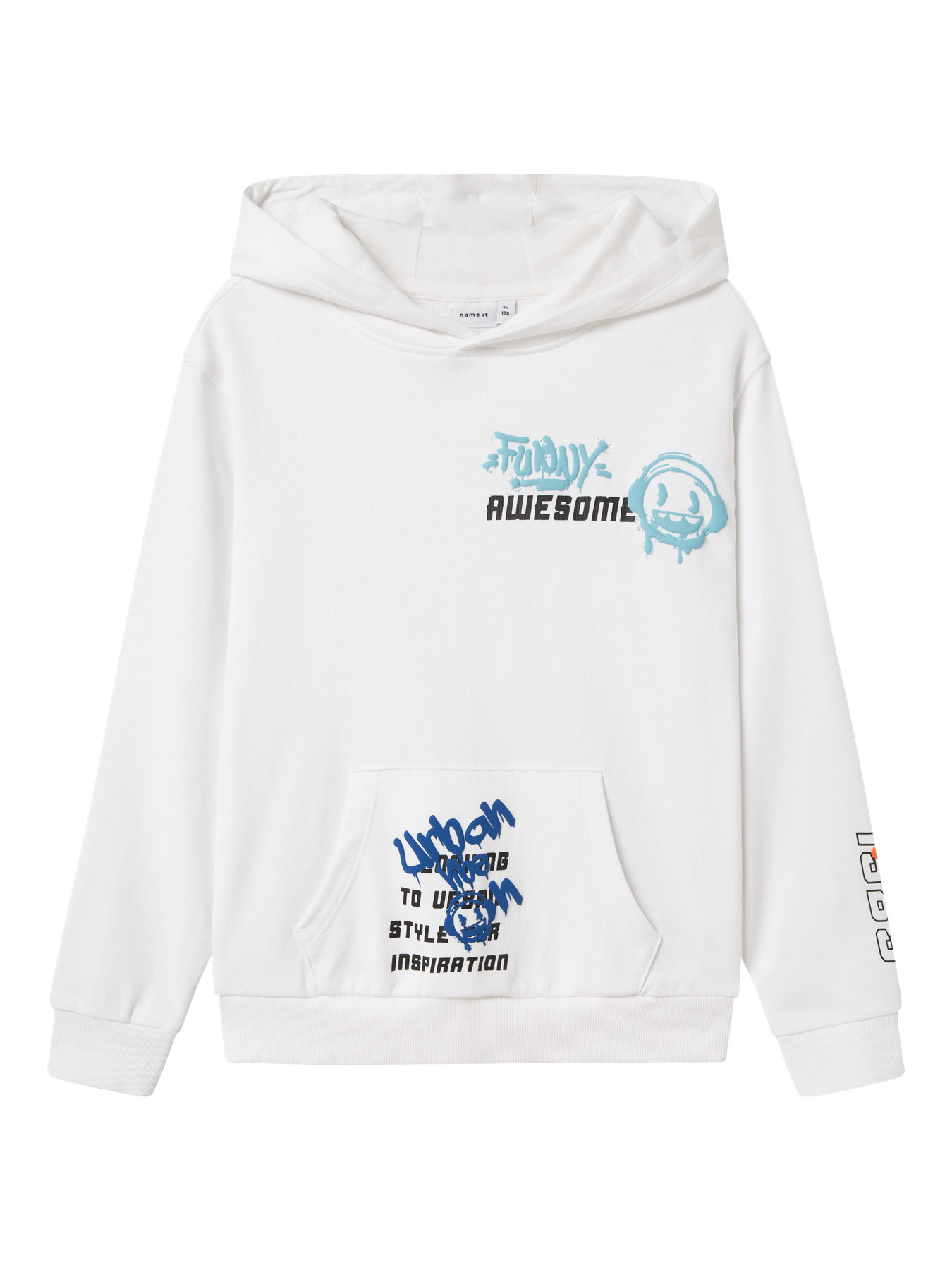 Name it winter hoodie jongens - wit - NkmLucian