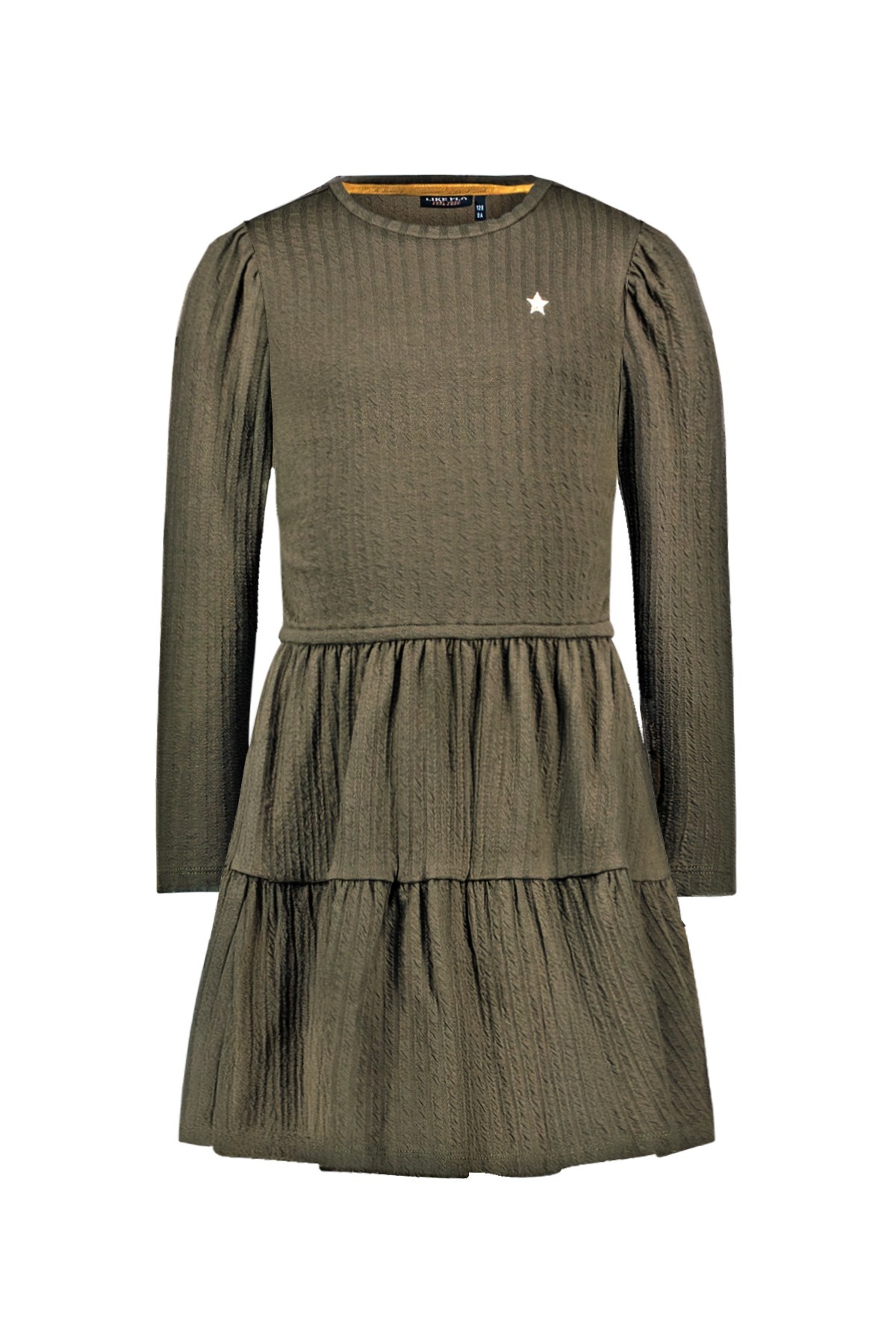 Like Flo winter jersey jurk meisjes - groen - Messie - jacquard