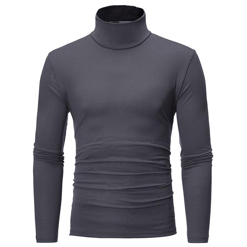 Single 2 Slanke gebreide coltrui voor heren, mode-T-shirt met lange mouwen, basisshirt M