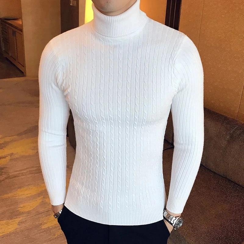 KING BILLION Herfst Winter Turtleneck Truien Warme Effen Kleur Heren Trui Slanke Pullover Heren Gebreide Trui Bottoming Shirt Asia L