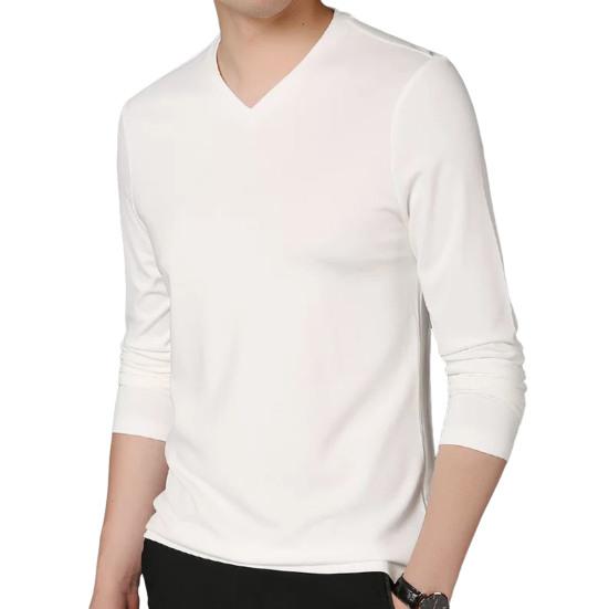 Jet Set Fashion Heren Herfst Lente Top V Hals Lange Mouwen Pure Kleur Slim Fit Dunne Pullover T-shirt Dagelijkse Draag Sport Homewear Kleding XXXL