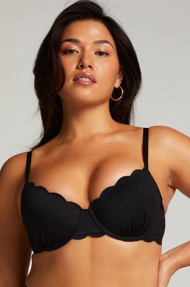 Hunkemöller Voorgevormde beugel bikinitop Scallop Zwart