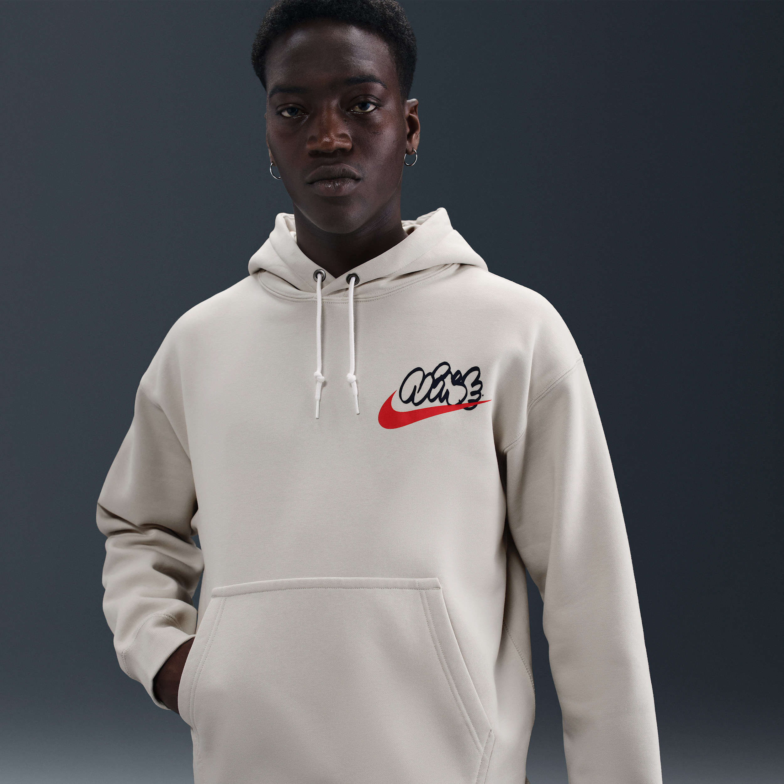 Nike Solo Swoosh Graphic Hoodie, Ecru Tint