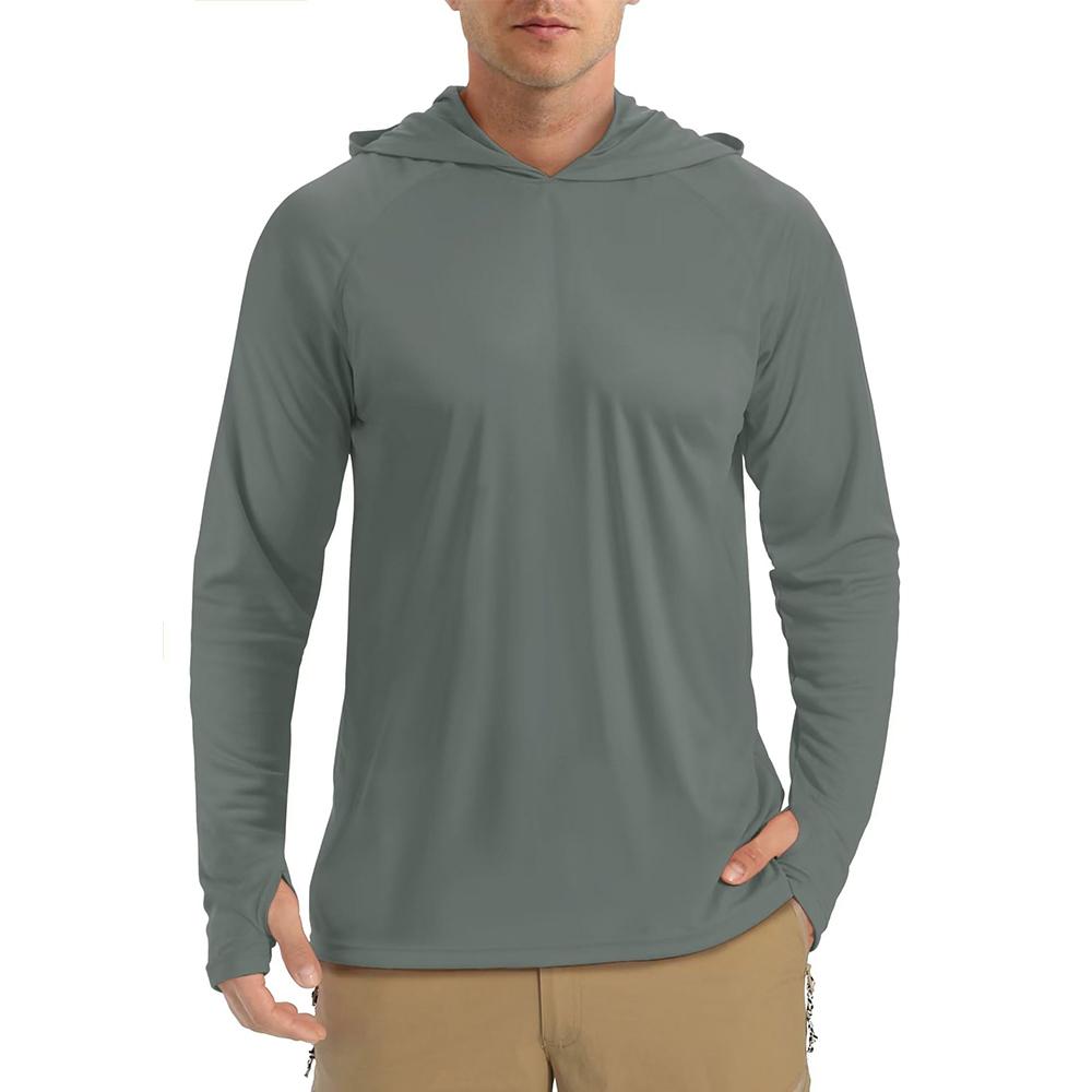 Decorations1 UPF 50+ Heren T-shirts met lange mouwen Hoodies Zon-/UV-bescherming Outdoor Hiking T-shirt Zonnebrand T-shirts Tops Heren Hoodie XL donkergrijze kleur