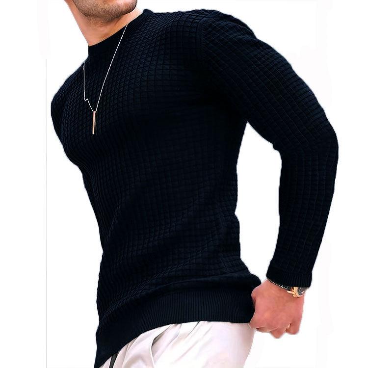 Four Four Sweatwear Heren Ronde Kraag Herfst Winter Casual Lange Mouw Basic Gebreide Trui Pullover Heren Tops Sweatshirts T-shirt M marineblauwe kleur