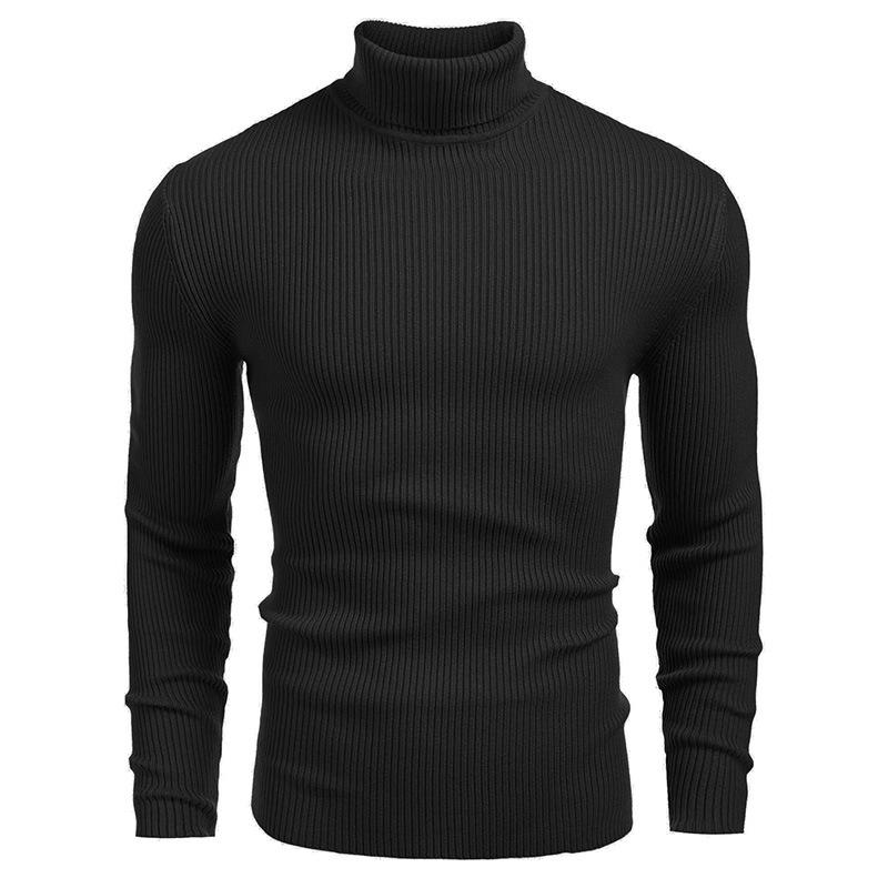 Four Four Heren breiwerk Heren coltrui Herfst en winter Europees en Amerikaans Heren trui Lange mouwen Pullover M zwart
