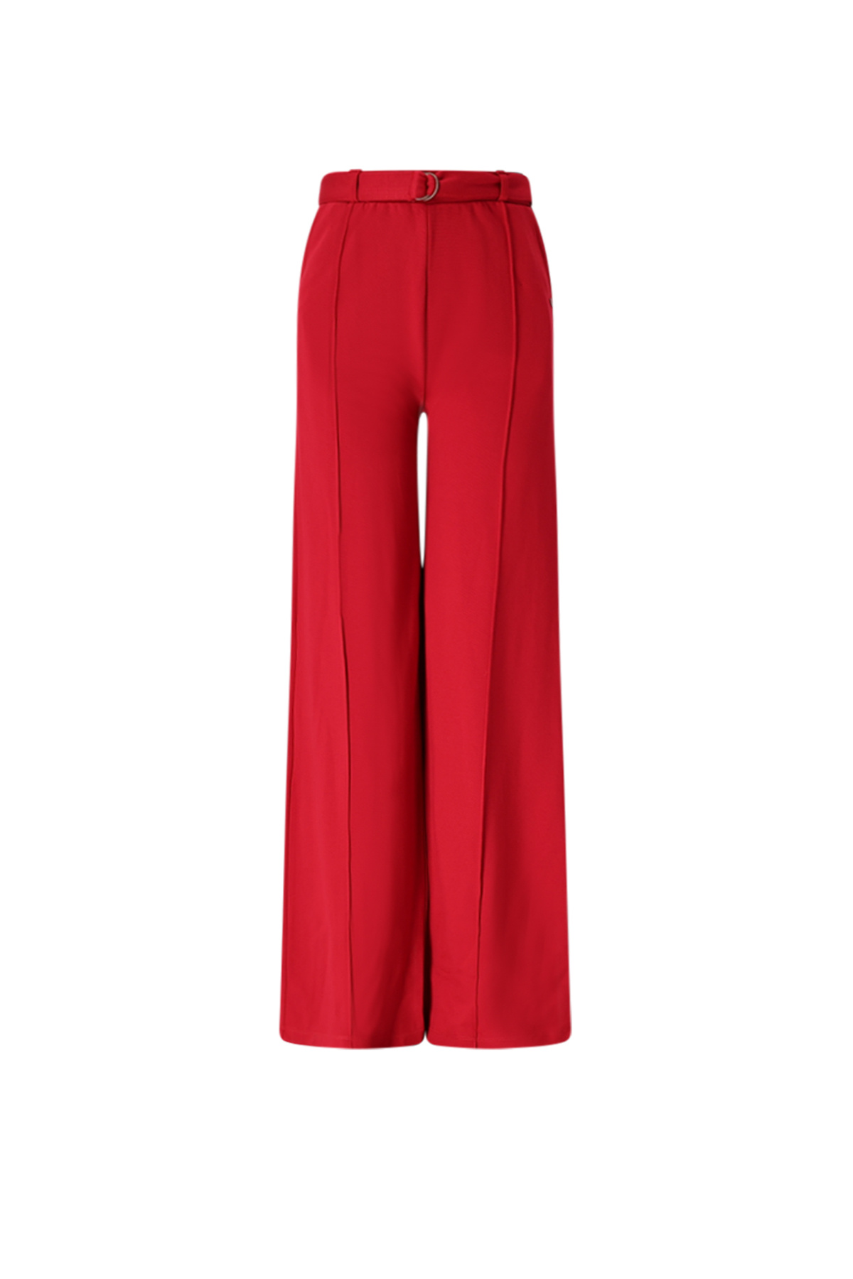 NoBell winter wide leg broek meisjes - rood - Salet - interlock, met riem