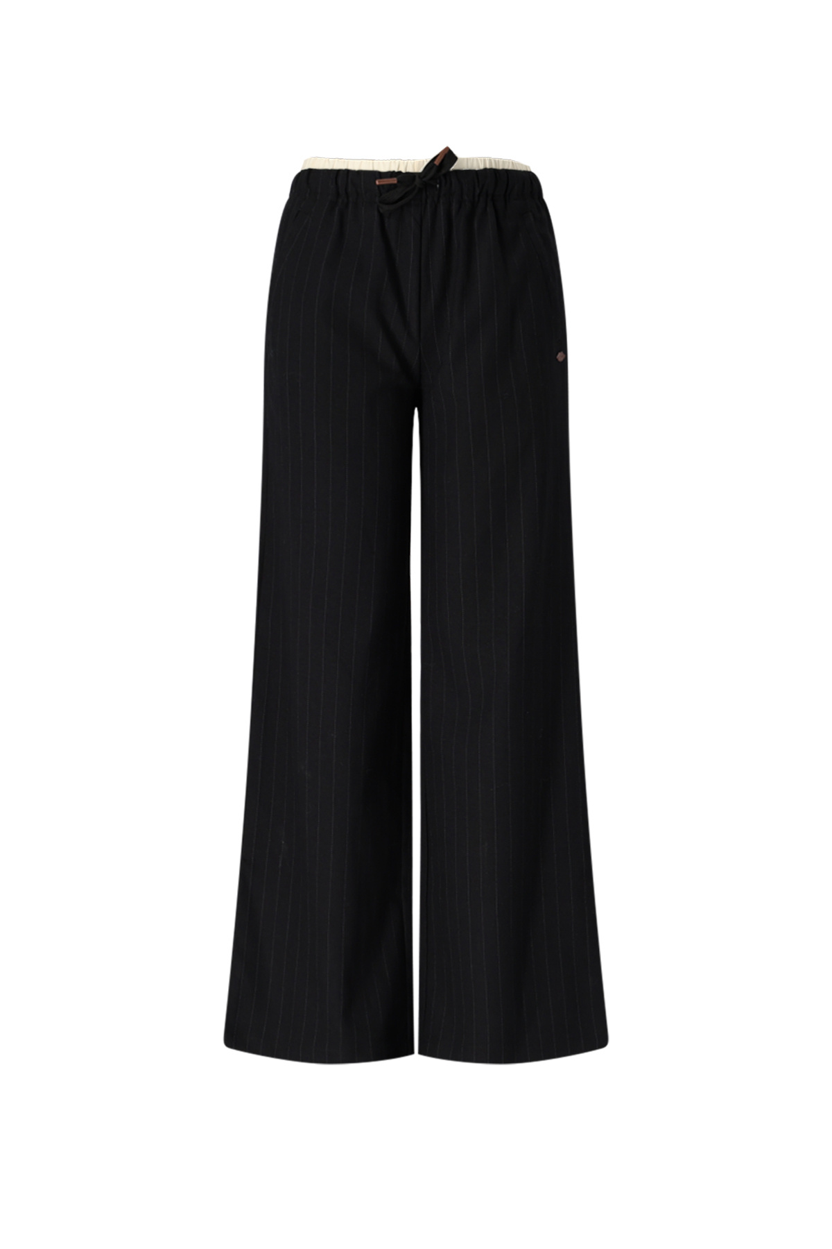 NoBell winter wide leg broek meisjes - zwart - Sub - pinstripe