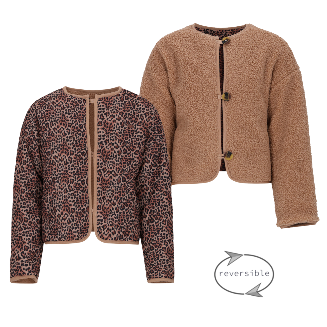 NoBell winter jasje meisjes - bruin - Dimo - reversible , animal AOP