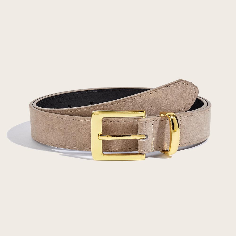 Nanyuan Luxury Design Suede Leather Belt Pin buckle Waistband Trendy Business Waist Belt  For Women abrikoos