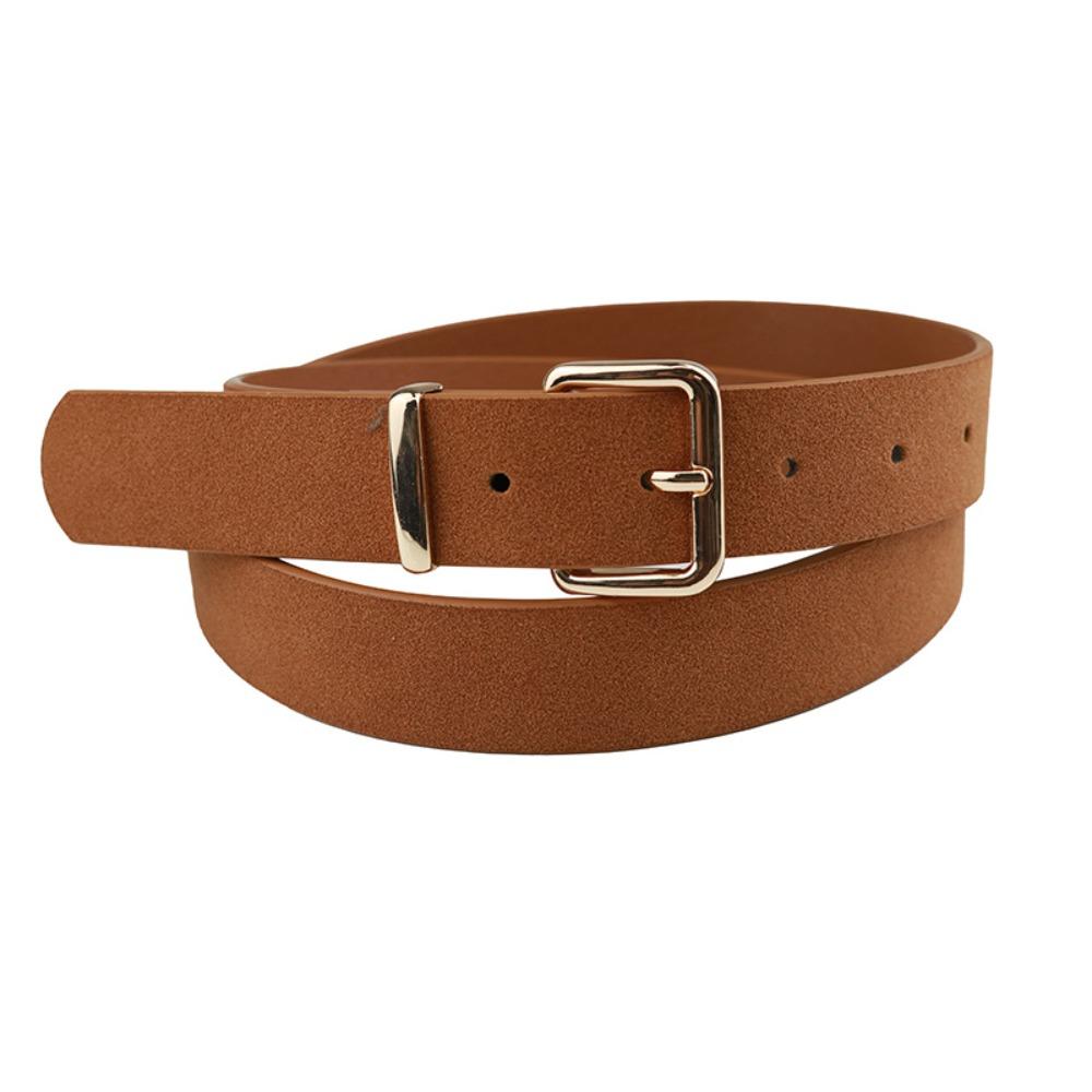 MonymaVigo Pin buckle Business Waist Belt Luxury Design Waistband Trendy Suede Leather Belt  For Women bruin