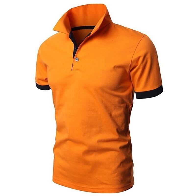 CoolJacket Herengarderobe Mode Polo's Zomer Heren Slim Lapel Effen Kleur T-shirt XXXXXL geel