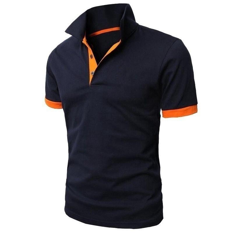 CoolJacket Herengarderobe Mode Polo's Zomer Heren Slim Lapel Effen Kleur T-shirt XL marineblauwe kleur