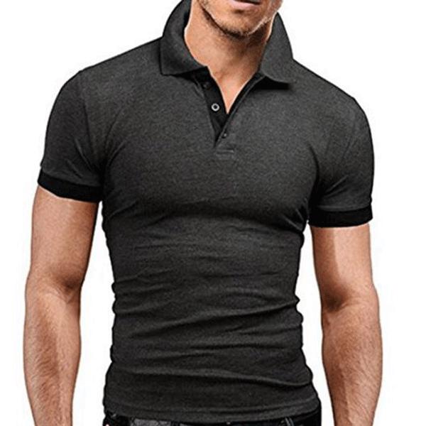CoolJacket Herengarderobe Mode Polo's Zomer Heren Slim Lapel Effen Kleur T-shirt XXXXL grijs/zwart