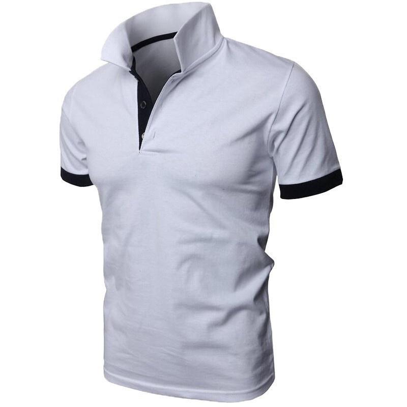 CoolJacket Herengarderobe Mode Polo's Zomer Heren Slim Lapel Effen Kleur T-shirt M wit