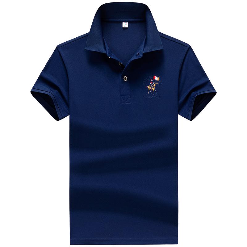 Jianchi.C Clothing Fitness voor heren poloshirt Casual opstaande kraag Heren T-shirts met korte mouwen Ademend geborduurd poloshirt XL blauw