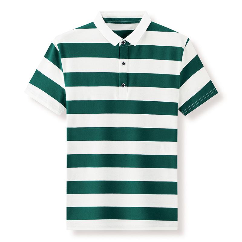 Sha you zi Polo Shirt Loose Collar Striped Men's Short Sleeved Summer Light Business Casual Men's Polo Shirt Upper Garment L