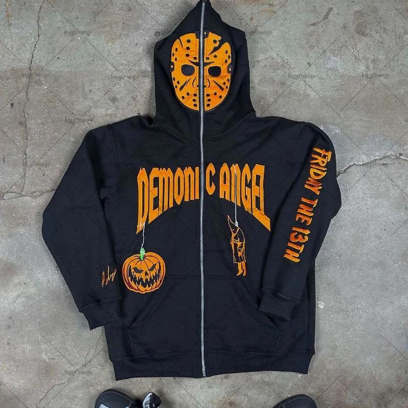 TENJINGE Trendy American Fashion Gothic Trendy Letter Gedrukt Oversized Hoodie Heren Y2K Street Los Casual Sweatshirt Met Lange Mouwen Heren XXL