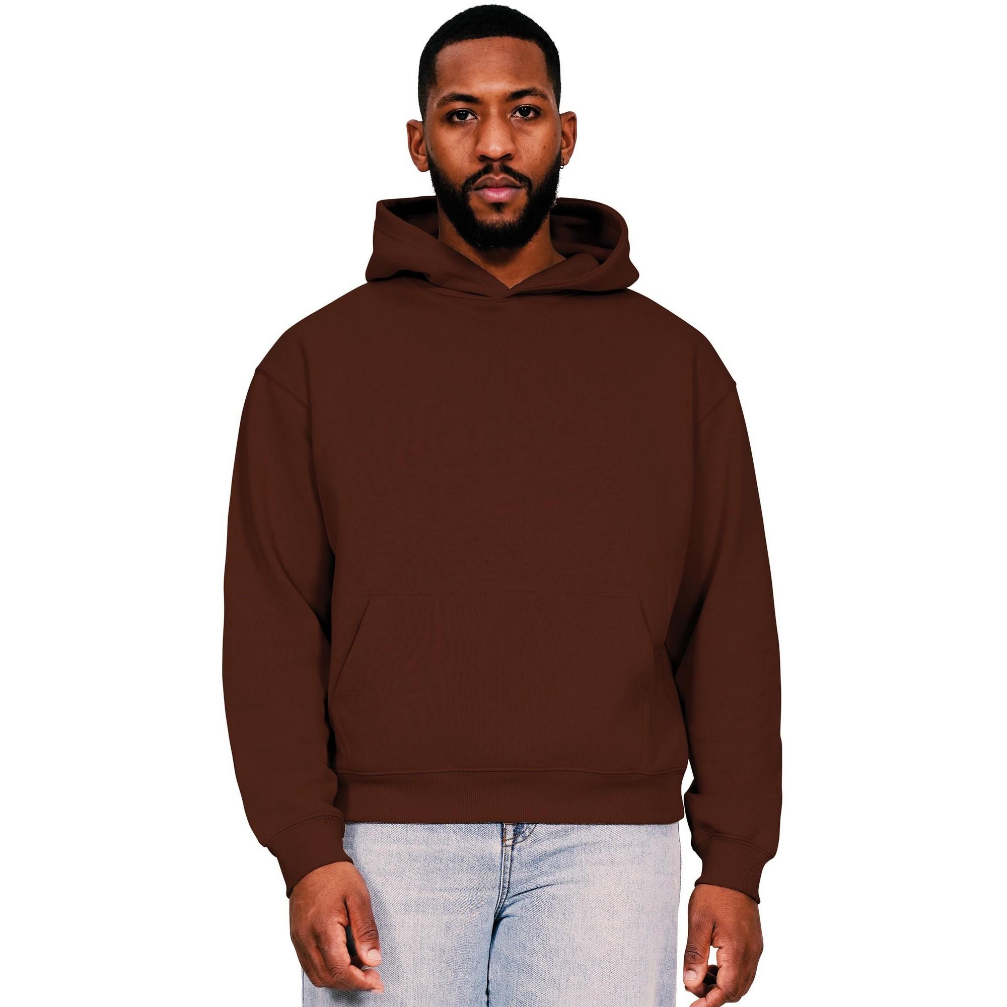 Casual Classics Boxy ringgesponnen katoenen oversized hoodie voor heren S Chocola