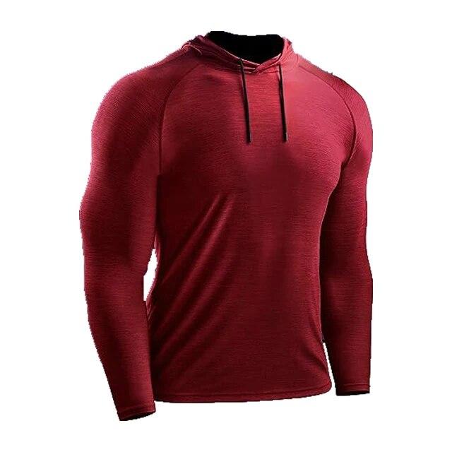 SHIZI Sporthoodies voor heren Jas Gym Fitness Gespierde trainingspakken Sportkleding Workout Atletische truien Training Hardloopsweatshirts Heren M rood