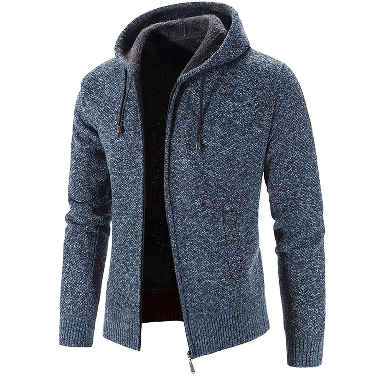 Long nose Herenmode Vrije tijd Lange mouwen Warme effen kleur Capuchonjassen Tops L blauw