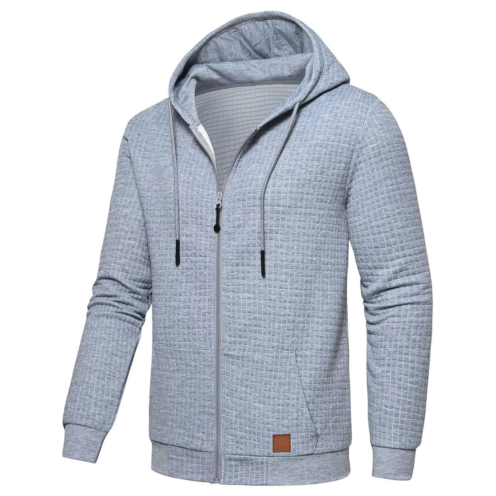 Sinking fish Heren geruite, lichtgewicht sweatshirt met rits en capuchon XXL