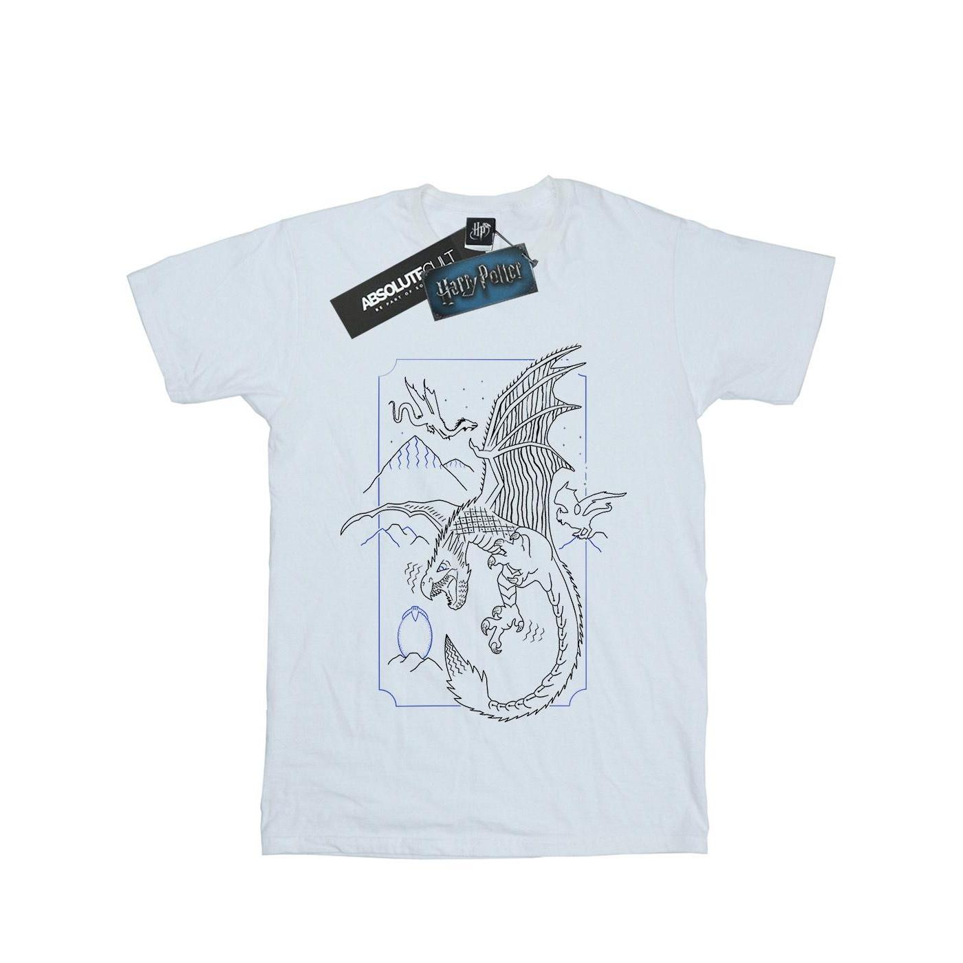 Harry Potter meisjes Dragon Line Art katoenen T-shirt 9-11 Years wit