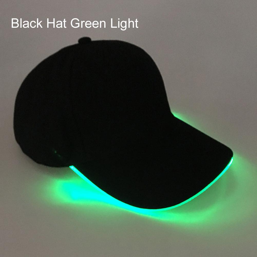 Western Cool Men Mode unisex effen kleur LED lichtgevende honkbalhoed kerstfeest pet Hat & Light groen/zwart