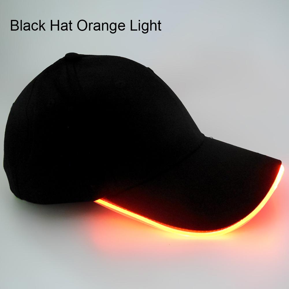 Western Cool Men Mode unisex effen kleur LED lichtgevende honkbalhoed kerstfeest pet Hat & Light zwart/oranje