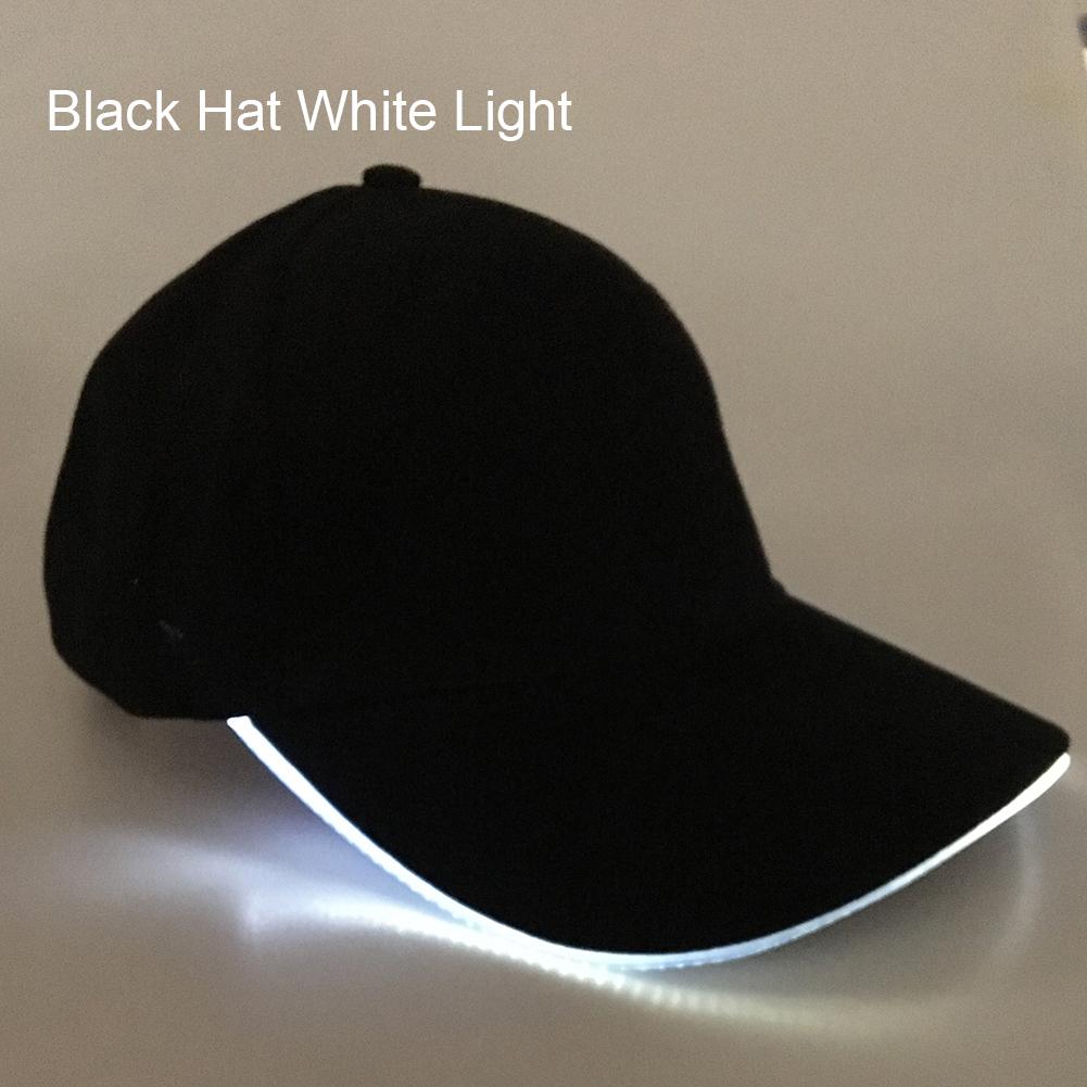 Western Cool Men Mode unisex effen kleur LED lichtgevende honkbalhoed kerstfeest pet Hat & Light zwart/wit