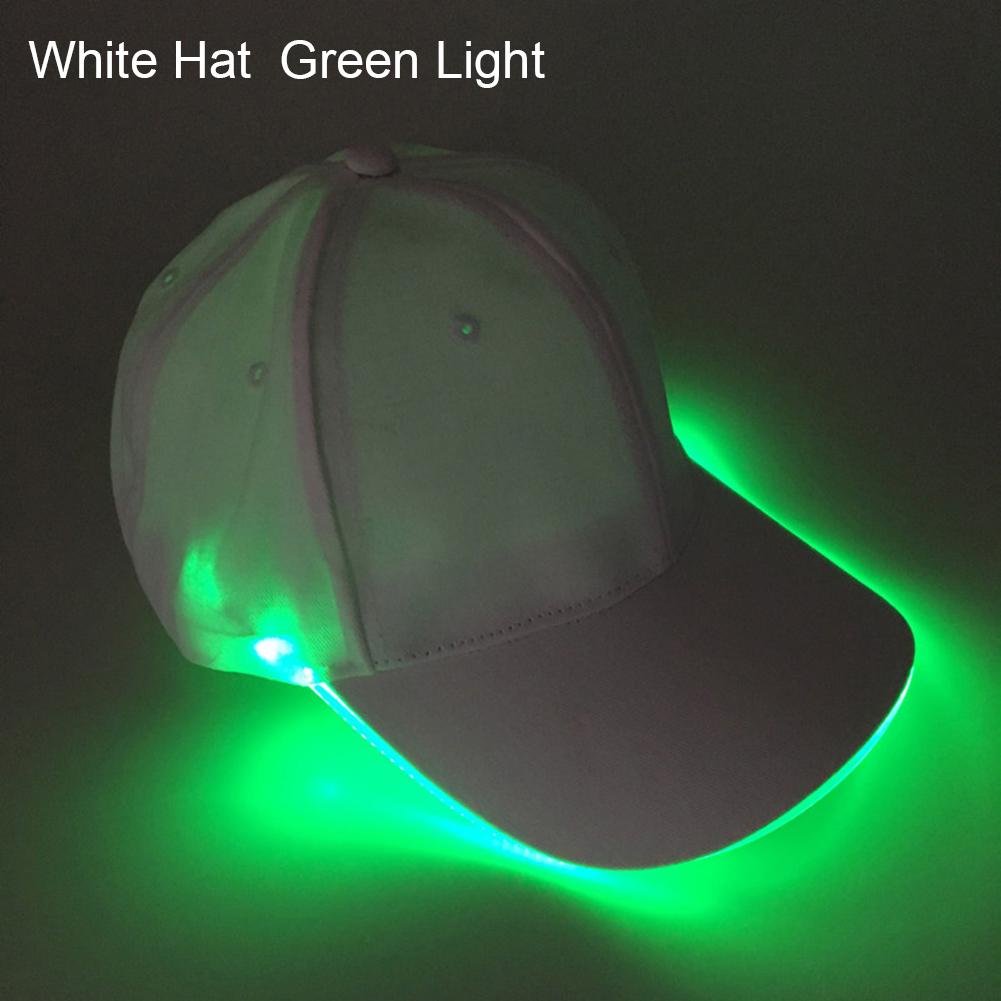 Western Cool Men Mode unisex effen kleur LED lichtgevende honkbalhoed kerstfeest pet Hat & Light wit/groen