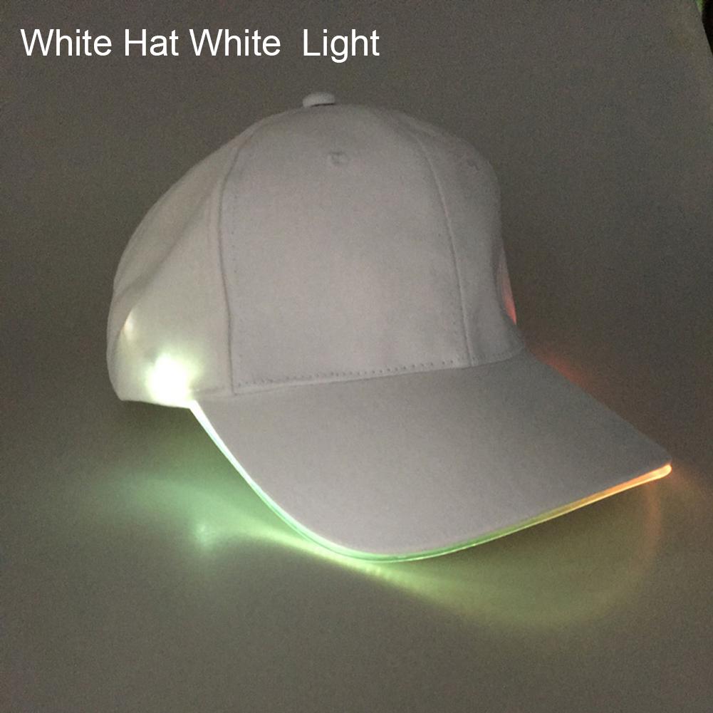 Western Cool Men Mode unisex effen kleur LED lichtgevende honkbalhoed kerstfeest pet Hat & Light wit