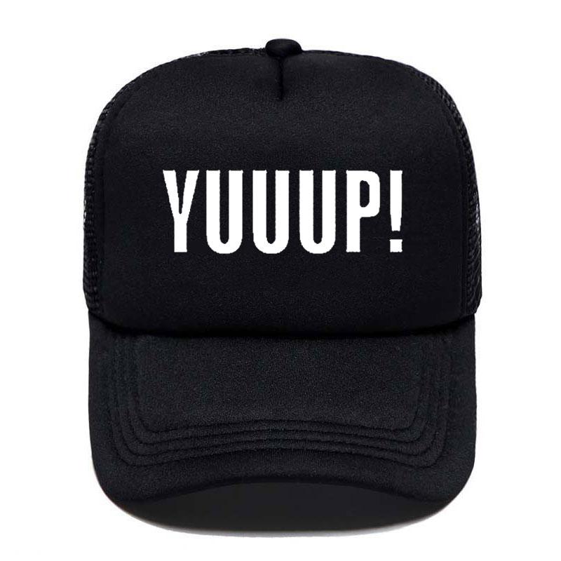 CASUAL LOOK Nieuwe zomerse stijl, grappig voor volwassenen YUUUP! Print letters Baseballpet Hoge kwaliteit Unisex Trucker Hat Verstelbare hoeden Adult Size 55to58cm