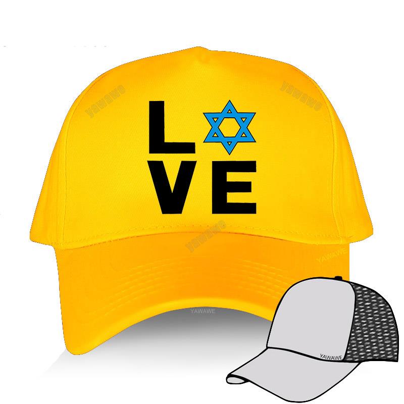 HAPPYHORSE Zomerhoed voor heren van zwart katoen, verstelbaar, casual stijl I Love Israel - Star Truck Baseball Cap, Unisex Cool Outdoor Boy Caps Adjustable