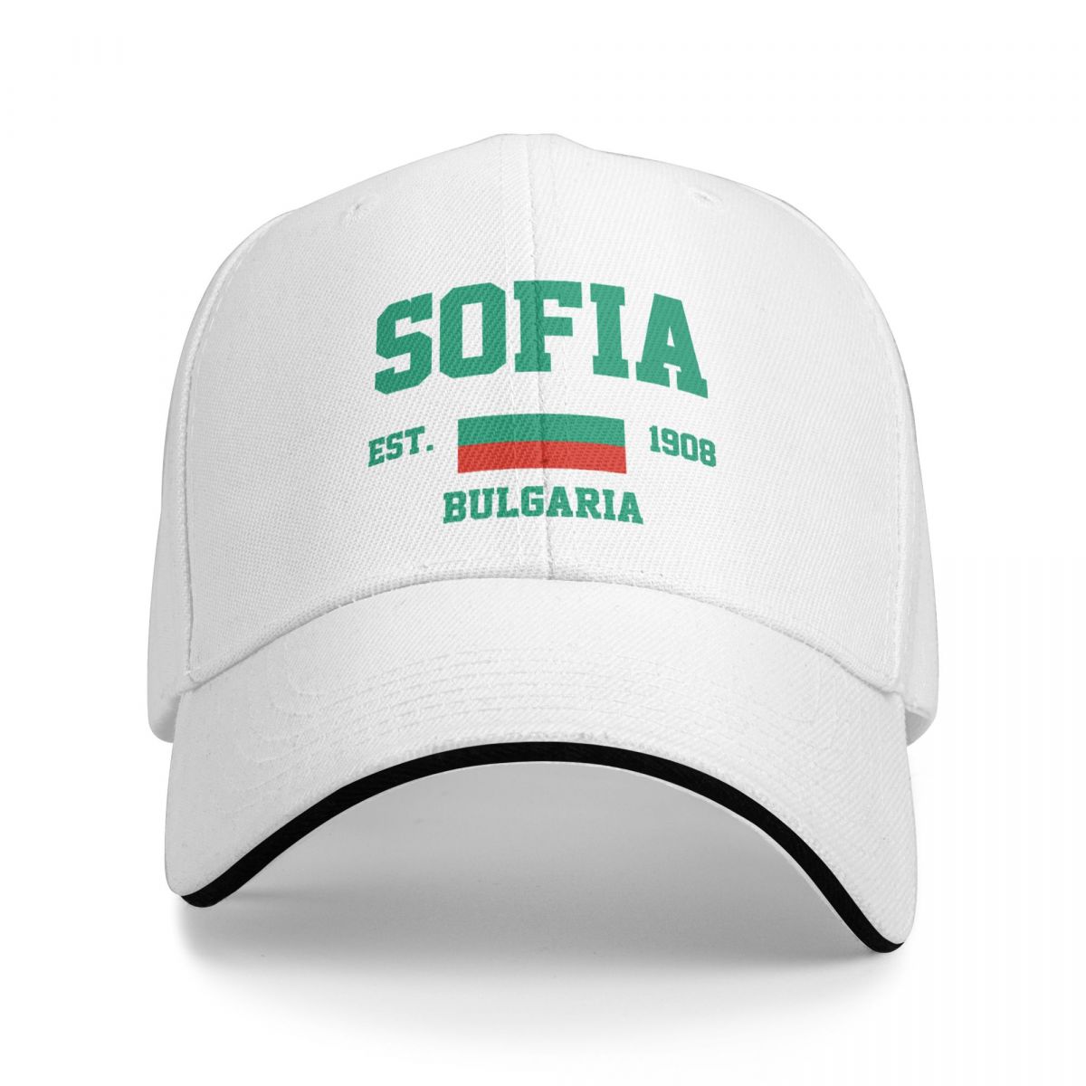ALLRICK Baseball Cap Bulgarije EST.1908 Sofia Capital Unisex WoUnisex Unisex Hip Hop Sandwich Caps Snapback Golf Hat Vissen One Size