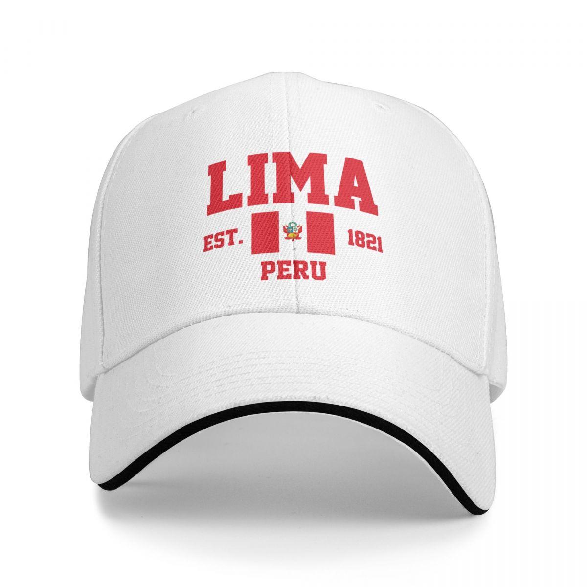 ALLRICK Baseball Cap Peru EST.1821 Lima Capital Unisex WoUnisex Unisex Hip Hop Sandwich Caps Snapback Golf Hoed Vissen One Size