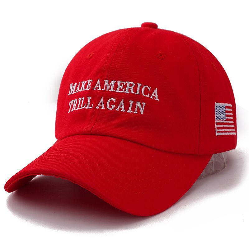 CASUAL LOOK Hoge kwaliteit brief MAKE AMERICA TRILL AGAIN Snapback Cap Katoenen Baseball Cap Voor Unisex Vrouwen Verstelbare Hip Hop Dad Hat Bone