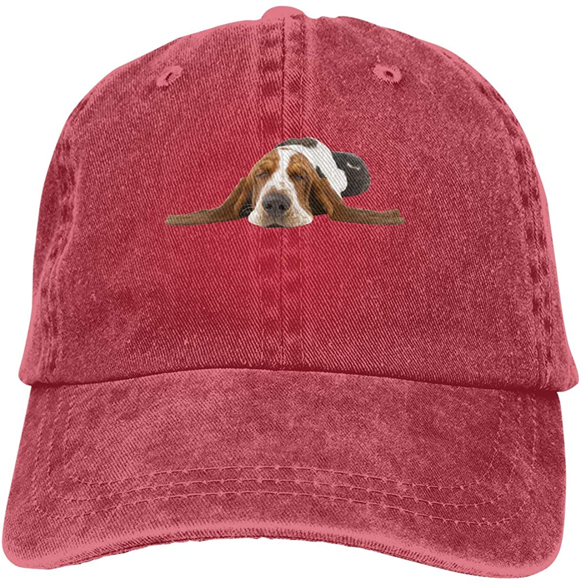 Flowers Fashion Denim Cap Basset Hound Dog Sleep Baseball Dad Cap Verstelbare Klassieke Gewassen 100% Katoen Sport voor Unisex Vrouwen Hoed One Size