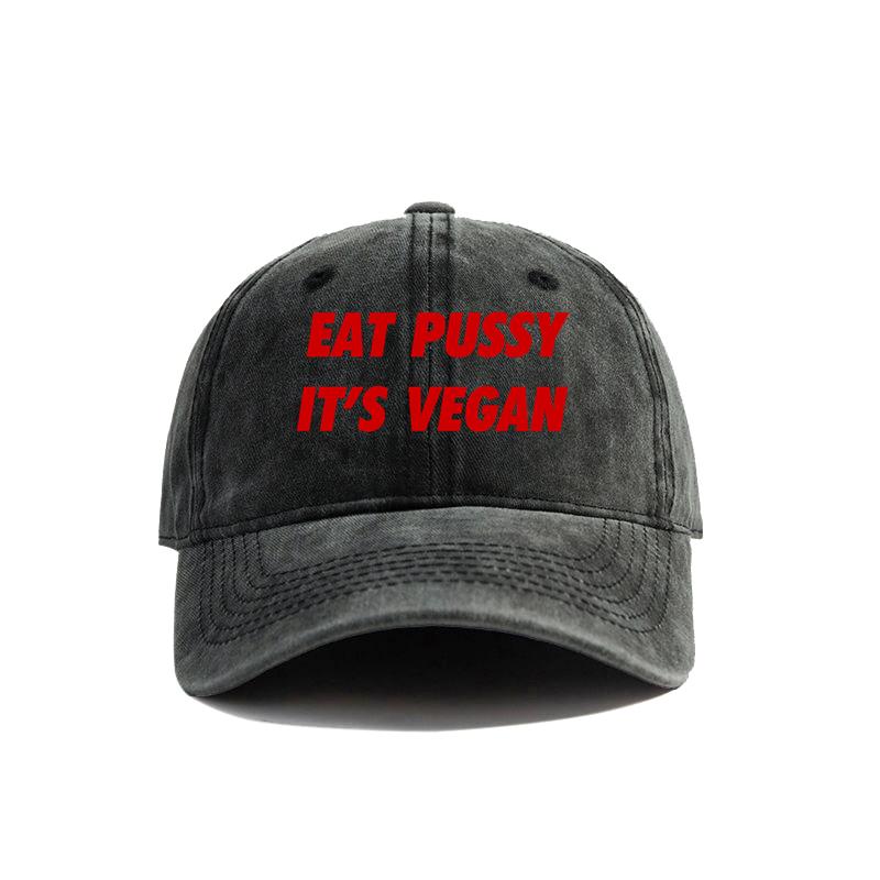 BIPIPOP Eet poesje Het is een veganistische honkbalpet Zomer noodlijdende vaderhoeden Unisex Outdoor verstelbare katoenen petten MZ-467