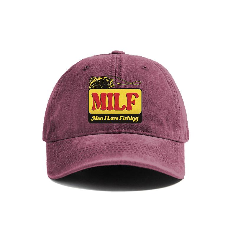 BIPIPOP MILF Man Ik hou van vissen Baseball Cap Vintage Distressed Dad Hoeden Unisex Outdoor Verstelbare pasvorm Hoeden Cap
