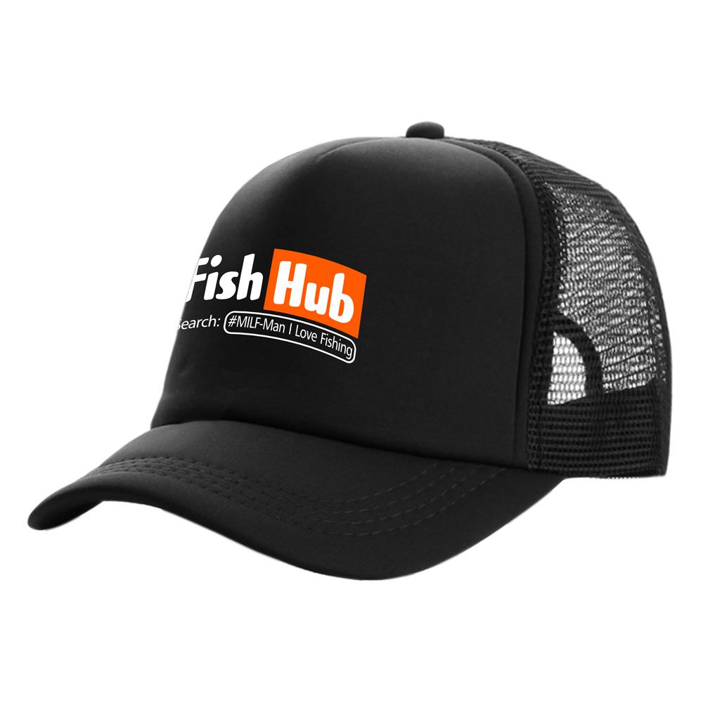 BIPIPOP Fish Hub Trucker Cap Unisex Grappige Visserijhoed Baseball Cap Koele Zomer Unisex Mesh Net Caps MZ-499