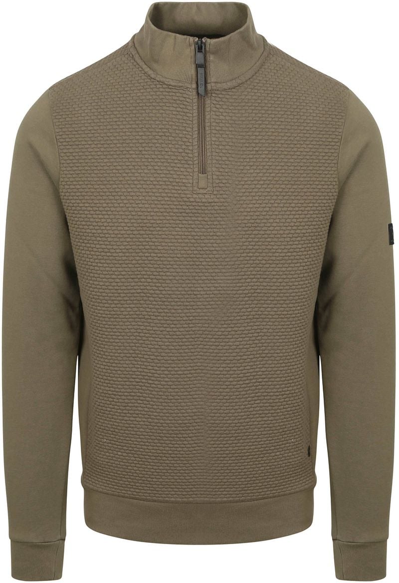 Petrol Half Zip Pullover Structure Olive