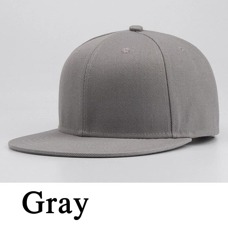 HU5RN Verstelbare effen kleur baseballpet Sport Hip Hop Caps Lichtbord Paarhoeden Casual zonwering Trucker Hat Platte pet Basketbalhoed grijs
