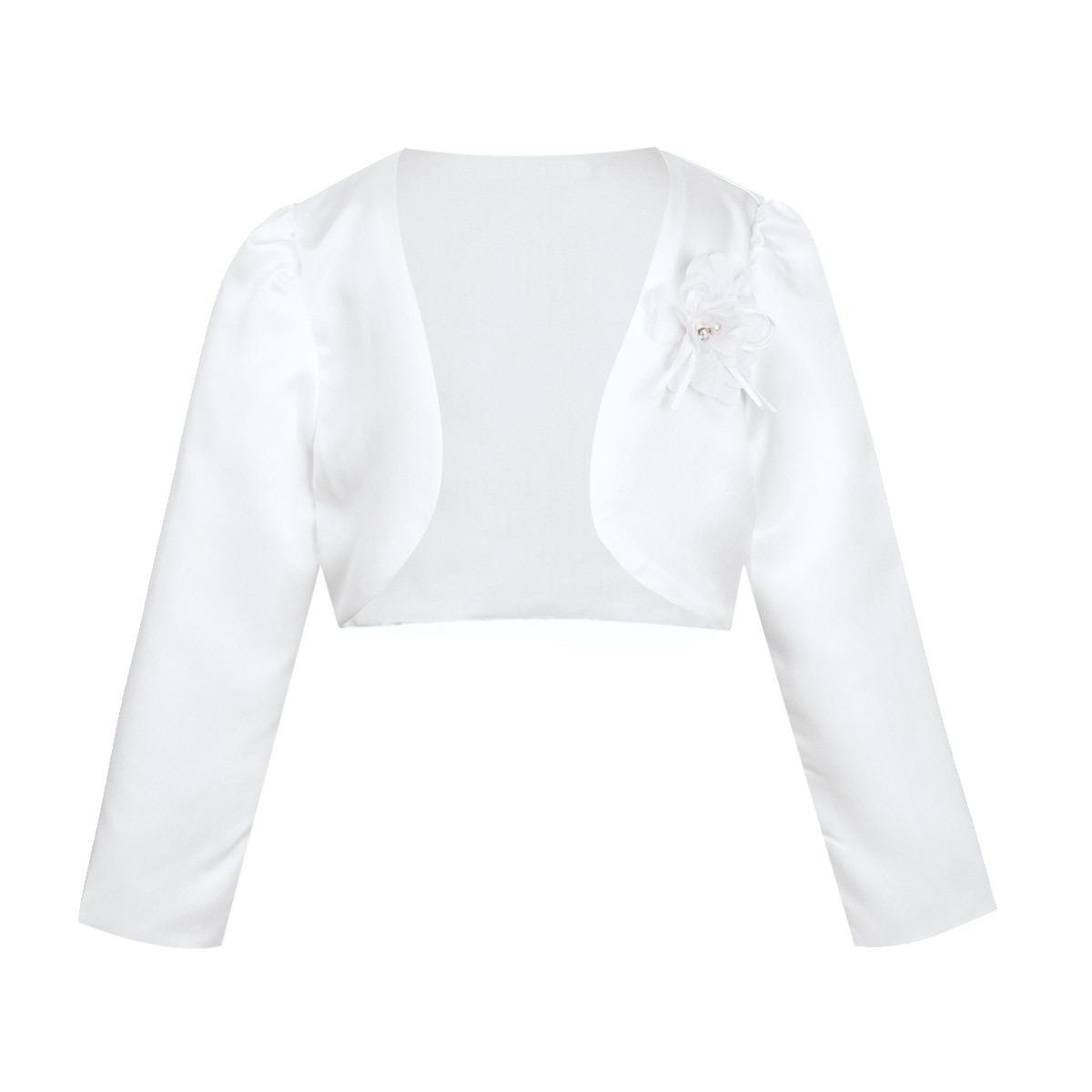 ZDHoor Kinderen Meisjes Bolero Kind Lange Mouwen Jas Schouderophalen Vest Bloem Meisjes Trouwjurk Cover Up 8-9Years