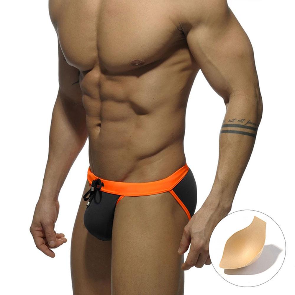UXH Fashion UXH merk heren zwemstring slips lage taille badpak badmode strandkleding bruinen surfen XL grijs
