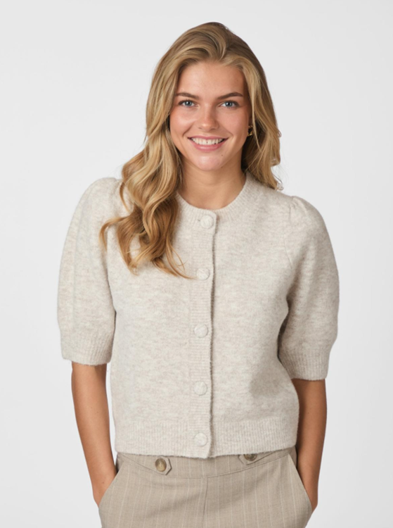 Neo Noir Trudy Knit Cardigan Beige Melange