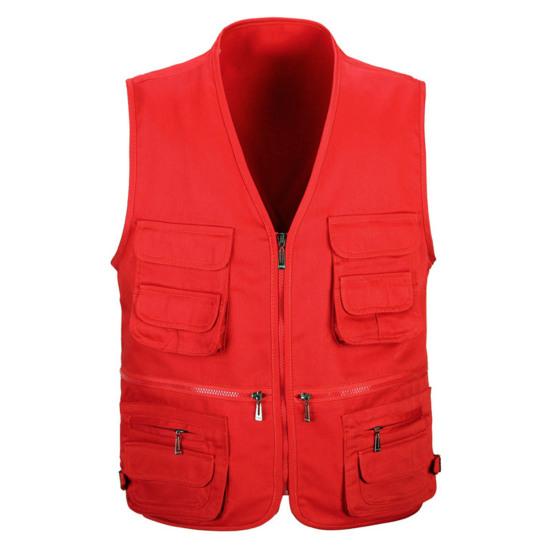 Jiawei Herenvest Trendy vest Multifunctioneel lentevest Casual lentevest Lentevest voor op reis 4XL rood