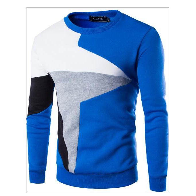 WowClassic Herfst Winter Plus Size Sweatshirt Heren Patchwork Kleur Kleding Heren Hoodies met lange mouwen Zwart Blauw L blauw
