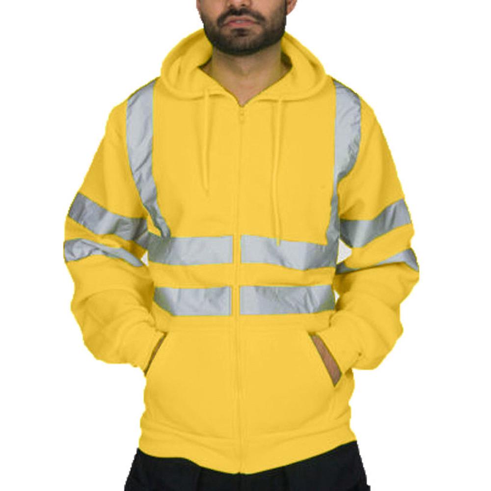 Winnerer Saturn Heren wegwerk hoge zichtbaarheid trui met lange mouwen en capuchon sweatshirt tops blouse XXL